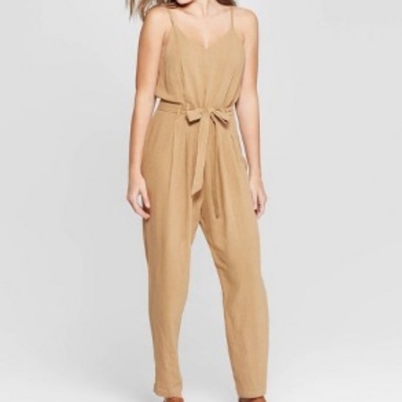 Universal Thread Womens Jumpsuit Jumper Mustard Yellow Gold Pocket Cotton Blend